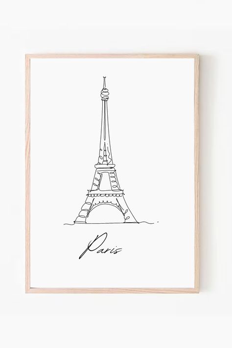 Eiffel Tower Line Drawing, Eiffel Tower Illustration Simple, Paris Room Decor For Teens, Paris Wall Art Bedroom, Paris Home Decor, Paris Map Print, Wal Art, Paris France Travel, Paris Wall Art