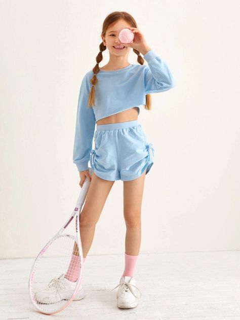 Girls Athletic Outfits, Sportwear Outfit, Teen Fashion Trends, Sportswear Outfits, Preteen Fashion, Kids Camp, Girls Sportswear, Shein Kids, Kids Sportswear