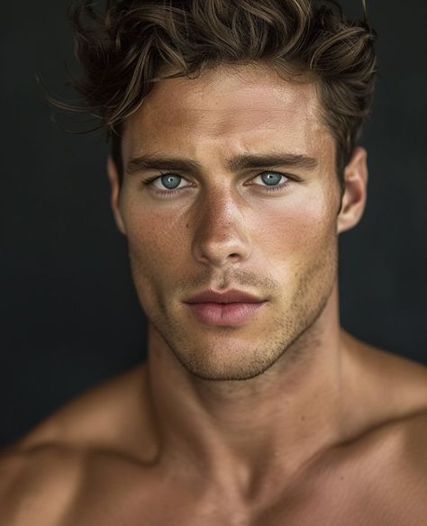 Mens Makeup Natural, Brown Hair Male, Men Blonde Hair, Male Model Face, Brown Hair Men, Blue Eyed Men, Brown Hair Blue Eyes, Actor John, Men Haircut Styles