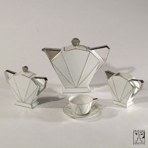 Art Déco Porcelain Coffee Set (1935) Czechoslovakia Arte Art Deco, Tea Pots Art, Furniture Sketch, Art Deco Coffee, Coffee Sets, Berlin Art, Art Deco Decor, Deco Retro, Deco Decor