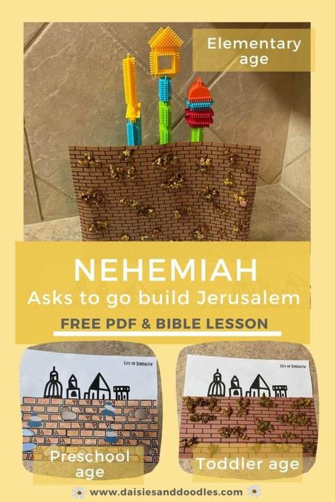 Nehemiah Bible Craft, Nehemiah Crafts For Kids, Nehemiah Craft, Nehemiah Rebuilds The Wall Craft, Preschool Bible Lessons, Digging Deeper, Christian Activities, School Lesson Plans, Preschool Bible