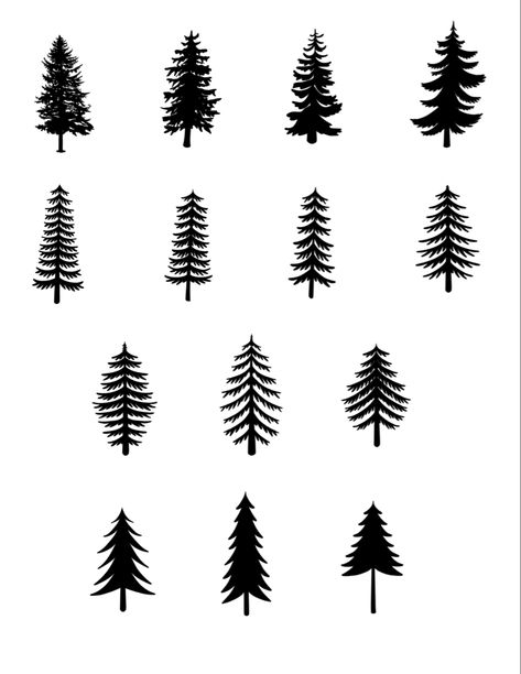 Coniferous Trees Drawing, Pine Tree Stamp, Easy Pine Tree Drawing, Pine Tree Clipart, Pine Tree Doodle, Small Pine Trees, Landscaping Logo, Pine Tree Drawing, Minimalist Jewelry Silver