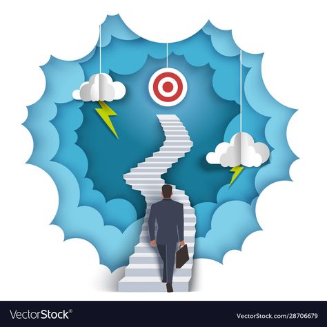 Paper Cut Illustration, Goal Achievement, Path To Success, Career Advancement, Achieving Goals, Paper Cut, Cut And Style, Success Business, Stock Vector