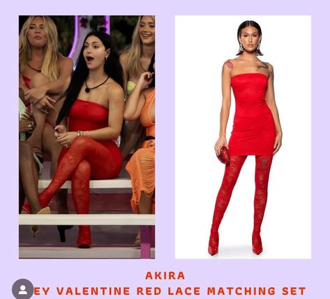 leah kateb love island usa season 6 outfit and style. IG @ loveislandusastyle  our persian queen has such good taste Red Lace Outfit, Usa Outfits, Love Island Outfits, Island Outfits, Love Island Usa, Lace Outfit, Usa Outfit, Island Style, Halloween Looks