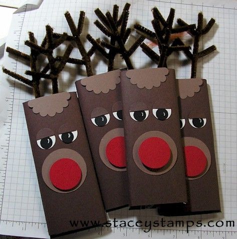 Rudolph Wrapped Hershey Bar-Class Christmas Party treat. Joululahjat Diy, Christmas Candy Bar, Reindeer Craft, Hershey Bar, Punch Art, Christmas Goodies, Noel Christmas, Xmas Crafts, Paper Bags