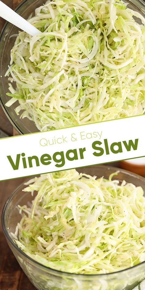 Slaw Without Mayo, Vinegar Slaw Recipe, Vinegar Slaw, Tangy Slaw, Cabbage Slaw Recipes, Best Coleslaw Recipe, Coleslaw Recipe Easy, Cabbage Salad Recipes, Shredded Cabbage