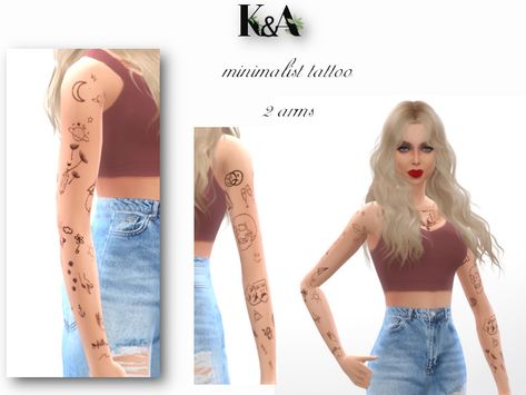 Sims 4 Minimalist Tattoo Cc, Sims 4 Minimalist, Kiss Tattoos, Sims 4 Tattoos, Autumn Tattoo, Pelo Sims, Sims 4 Mm Cc, Full Body Tattoo, Mermaid Tattoo