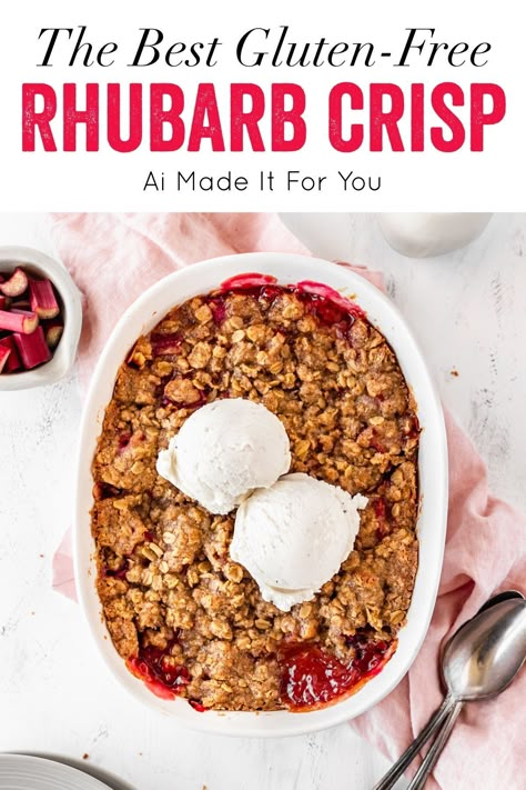 Gluten Free Rhubarb Crisp, Lighter Desserts, Rhubarb Crisp Recipe, Rhubarb Recipes Crisp, Gf Treats, Strawberry Rhubarb Crumble, Clean Treats, Strawberry Crisp, Strawberry Rhubarb Crisp