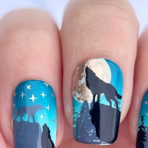 Werewolf Nail Art, Wolf Nails Designs, Werewolf Nails, Wolf Nails, Nerd Tattoo, Alpha Wolf, Werewolf Art, October 19, My Nails