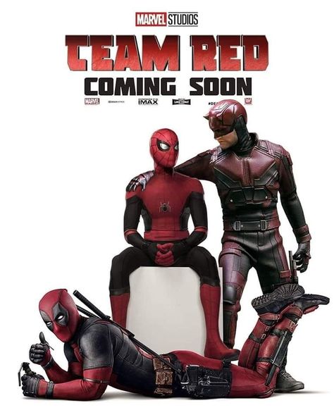 Red Poster Design, Deadpool X Spiderman, Red Poster, Deadpool And Spiderman, Team Red, Red Team, Marvel Jokes, Marvel Funny, Amazing Spiderman