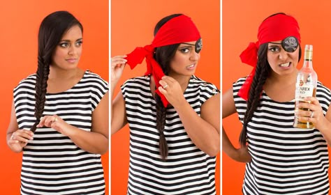 Transform into a pirate in a flash with this how-to. Diy Pirate Costume For Women, Diy Pirate Costume, Diy Pirate Costume For Kids, Boys Pirate Costume, Homemade Pirate Costumes, Pirate Dress Up, Pirate Costume Kids, Diy Pirate, Pirate Costume Diy