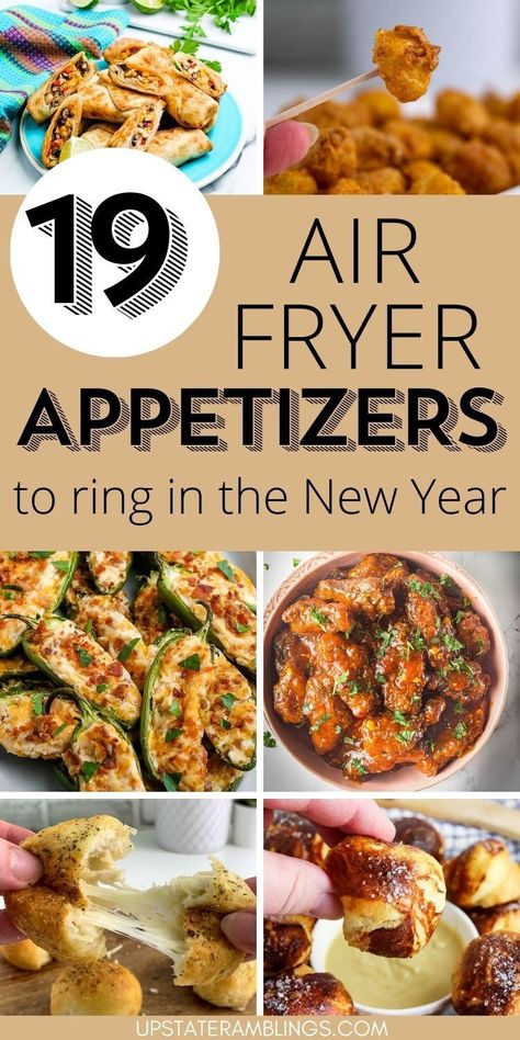 Ready to welcome the new year with a bang and some seriously tasty bites? Look no further than your trusty air fryer to whip up some mouthwatering appetizers that will have your guests raving well past midnight! From crispy wings dusted with spices to gooey cheese-stuffed delights, we've rounded up 19 irresistible air fryer party bites that are not only delicious but also a breeze to make. Say goodbye to slaving over a hot stove and hello to more time clinking glasses and making memories. Air Fryer Appetizers, Comfort Food Appetizers, Sweet Chili Wings, Bacon Wrapped Water Chestnuts, Honey Barbecue Sauce, Air Fryer Wings, New Year's Eve Appetizers, Pasta Chips, Lemon Pepper Wings