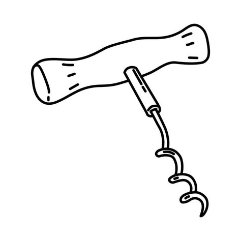 Corkscrew Icon. Doodle Hand Drawn or Outline Icon Style Corkscrew Drawing, Wine Corkscrew, Icon Style, Inspiration Art, Easy Drawings, Vector Art, Cork, Hand Drawn, Vector Free