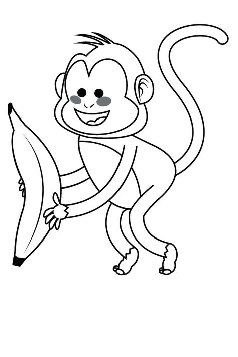 Coloring pages Monkey Pencil Drawing, Monkey Coloring Pages, Kids Colouring, Funny Monkey, Coloring Art, Drawing Color, Animals Coloring, Monkeys Funny, Kinds Of Colors