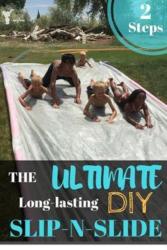 This slip and slide is seriously the greatest! I have a love/hate relationship with slip n slides. The ones from the store look great, but they break so easily. You end up buying one every year. The blow ups on them are cute…….but lets face it, they are annoying to have to deflate and blow … Diy Slip And Slide With Pool At End, Slip And Slide Party, Homemade Slip And Slide, Outdoor Water Games, Slip N Slide, Summer Water, Water Games, Fun Summer Activities, Yard Games