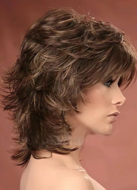 "Elegant Transformations: Gorgeous Hairstyles and Haircuts for Women Over 50. Rediscover Your Radiance! Timeless Looks for Timeless Beauty. Short Hairstyle Women Feathered, Fluffy Layered Hair Medium, Hare Style Women, Feathered Hairstyles Medium Mid Length, Medium Shaggy Haircuts, Feathered Shag, Corte Shaggy, Medium Shag Hairstyles, Shag Hair