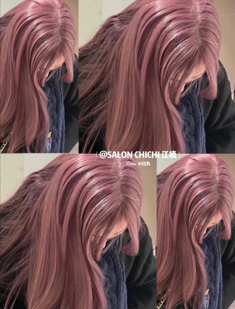 Korean Pink Highlights, Milky Pink Hair Color, Dark Pastel Pink Hair, Colored Hair For Pale Skin, Pink Beige Hair Color, No Bleach Pink Hair, Pink Korean Hair, Pink Hair No Bleach, Strawberry Teddy Hair Color