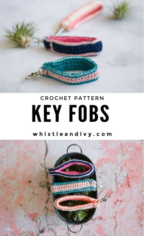 Crochet Key Fob, Crochet Lanyard, Crochet Projects To Sell, Modern Haken, Quick Crochet Projects, Fast Crochet, Crochet Car, Modern Crochet Patterns, Quick Crochet Patterns