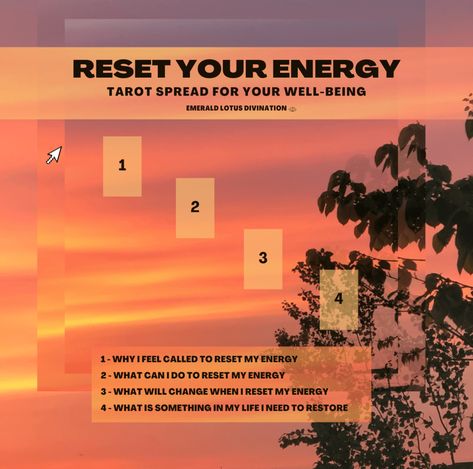 Sometimes your spiritual, emotional, physical &/or mental well-being is calling out for a reset.   Just like how we restart a computer (hence the mouse in the image) to allow important downloads & software updates - we should do the same for our own energy.   For more free tarot spreads visit www.emeraldlotusdivination.com Energy Tarot Spread, Tarot Spreads Layout, Tarot Card Layouts, Oracle Card Spreads, Tarot Reading Spreads, Tarot Interpretation, Learning Tarot Cards, Tarot Guide, Tarot Card Spreads