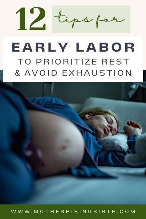 One of the biggest mistakes first time moms make in labor is to not prioritize rest, especially in early labor. Yes, the pain of contractions is challenging for new moms, but what catches them off guard is the exhaustion in active labor, transition, and pushing. Use these 12 tips for early labor to save energy in order to avoid exhaustion later in labor. Learn what to do when first noticing signs of labor, what to eat and drink in early labor, how to cope with false or prodromal labor, and more! Holistic Labor And Delivery, Early Labor Tips, 3rd Trimester Stretches For Labor, Active Labor Positions, Latent Phase Of Labor, First 40 Days Postpartum, Early Labor Signs, Prodromal Labor, Signs Of Labor