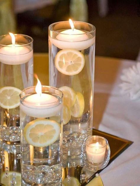 Floating Candles For Pool, Restaurant Centerpieces, Floating Pool Candles, White Floating Candles, Romantic Candlelight Dinner, Candles Romantic, Centerpieces Birthday, Floating Candle Centerpieces Wedding, Floating Candles Wedding