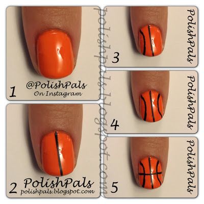 Super easy basketball nails! got a really good idea to go with these :) Basketball Nails Designs, Basketball Nail Designs, Sports Themed Nails, Basketball Nails, Sports Nails, Nails For Kids, Beauty Nail, Easy Nail Art, Nail Art Tutorial