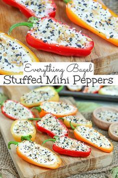 Cream Cheese Stuffed Mini Peppers, Everything Bagel Cream Cheese, Cheese Stuffed Mini Peppers, Mini Peppers Recipes, Appetizers Finger Foods, Mini Peppers, Bagel Cream Cheese, Delicious Clean Eating, Stuffed Mini Peppers