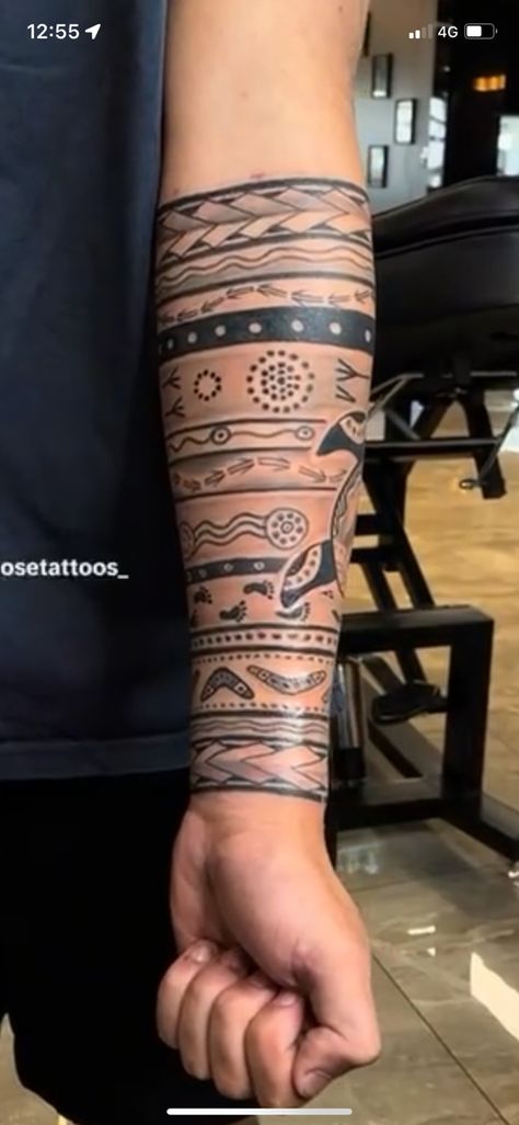 Australian Tattoo Sleeve, Indigenous Australian Art Tattoo, Indigenous Australian Tattoo, Aboriginal Tattoo Ideas, Aboriginal Art Tattoo, Aboriginal Tattoo Designs, Indigenous Tattoo Ideas, Indigenous Tattoos, Wanderer Tattoo