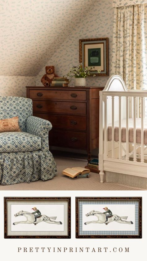 We love this classic nursery interior - traditional decor styles never date. Pair with our vintage wall art for a beautiful antique style interior for your little boy or girl. A gorgeous baby room which will last through to toddler age. Nursery Ideas Vintage, Eclectic Nursery Decor, Antique Nursery Decor, Vintage Toddler Rooms, Eclectic Nursery, Nursery Decor Ideas, Nursery Interior, Vintage Wall Art Prints, Vintage Nursery Decor