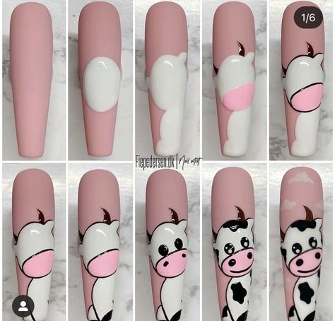 Diy Nail Designs Step By Step, Send To Your Friend, Quick Nail Art, Unghie Nail Art, Cow Nails, Art Deco Nails, Gel Nail Art Designs, Nail Drawing, Diy Acrylic Nails