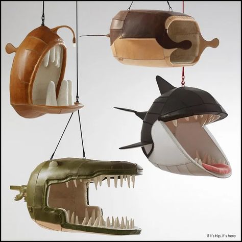 Underwater Creature Hanging Chairs in Porky Hefer’s Monstera Deliciosa – if it's hip, it's here Kids Hanging Chair, Hanging Chairs, Underwater Creatures, Monstera Deliciosa, Funky Furniture, Global Design, African Design, Classic Furniture, Dream House Decor