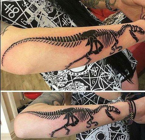 Allosaurus Dinosaur Skeleton Tattoo, Jurassic Park Tattoo, T Rex Tattoo, Skeleton Tattoo, Dinosaur Tattoos, Skeleton Tattoos, Dinosaur Skeleton, Different Tattoos, Desenho Tattoo