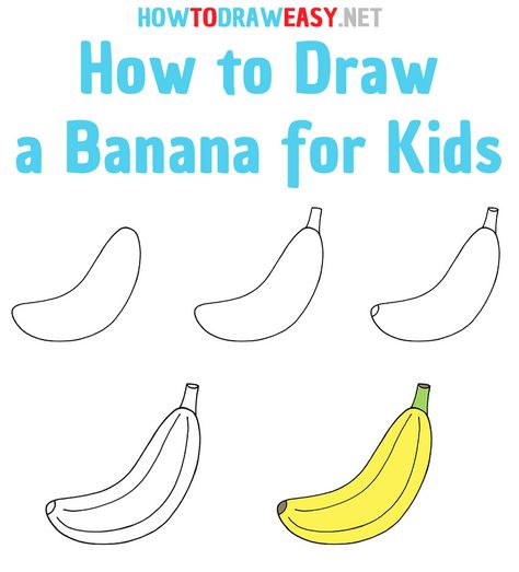 #DrawingTutorials #EasyDrawing #StepbyStep #Banana #Food #Plants #Yellow #Fruits Banana Doodle, Banana Drawing, Banana Food, Super Easy Drawings, Elementary Drawing, Yellow Fruits, Cartoon Banana, Easy Art For Kids, Drawing Lessons For Kids