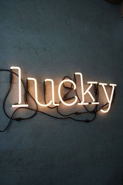 New Lucky Neon Art Sign Handmade Visual Artwork Wall Decor Light Inspiration Typographie, Rockett St George, Bohol, Neon Art, Typography Inspiration, Neon Lights, Lighted Signs, Neon Lighting, Aphrodite