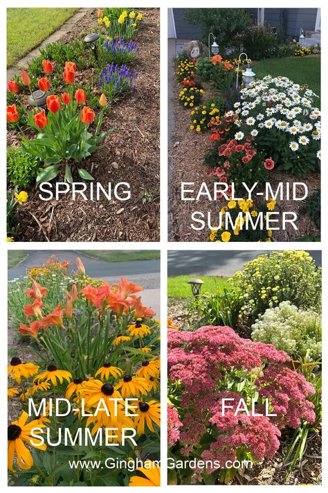 3-Season-Perennial-Garden-with-Words.webp 1,000×1,500 pixels Three Season Garden, Fall Planting Perennials, Perennial Garden Design, Easy Perennials, Garden Flowers Perennials, Fall Planting, Succession Planting, Gardening Zones, List Of Flowers