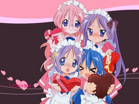 Lucky Star valentine! Lucky Star Poster, Lucky Star Wallpaper, Sailor Fuku, Moe Anime, Hd Anime Wallpapers, Star Wallpaper, Old Anime, Lucky Star, Anime Stuff