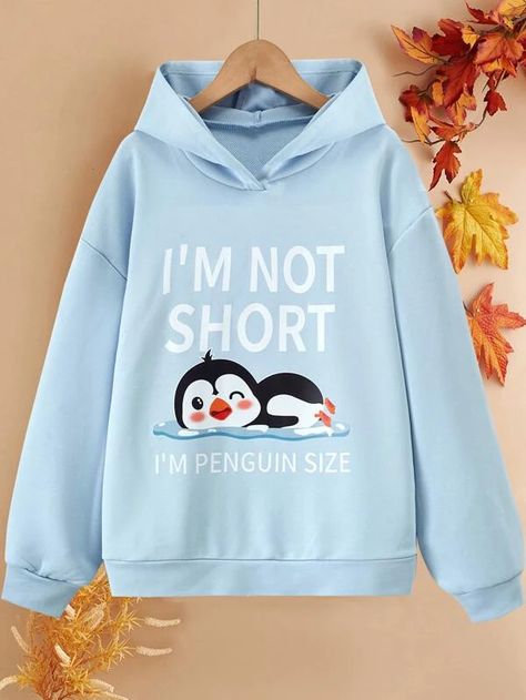 Girls Cartoon And Slogan Graphic Drop Shoulder Hoodie | SHEIN USA Things For Girls To Buy, Cute Hoodies For Women, Clothes For 11 Year Girl, Aethstetic Clothes, Hoodies Girl, Hoodies Ideas, Hoodies For Girls, Cartoon Hoodie, Cute Hoodies