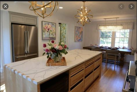 Mansions Kitchen, Bargain Mansions, Mansion Kitchen, Dal Tile, Tudor Kitchen, Countertops Marble, Waterfall Island, Black Granite Countertops, Kitchen Technology