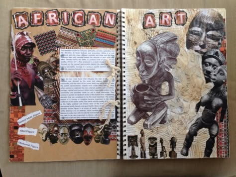 African art history page flap- Mrs Howey. Art History Sketchbook Ideas, Culture Art Gcse, Art History Sketchbook, Gcse Art Sketchbook African Art, African Art Title Page Gcse, African Art Gcse, Art History Timeline, Mind Map Art, Art Rubric