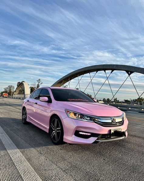 Honda Civic Pink Aesthetic, Pink Camry Car, Pink Corolla, Pink Window Tint Car, Pink Toyota Corolla, Pink Toyota Camry, Pink Civic, Pink Honda Accord, Pink Honda