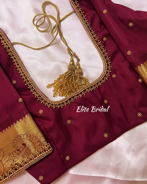 Customised simple Work Blouse 🩷✨ Bridal Blouse Thread Work Designs, Embroidery Work Design Blouse, Pattern Blouses For Silk Sarees, Blouse Hand Beads Work Simple, Simple Bead Work On Blouse, Simple Designer Blouses, Silk Saree Blouse Designs Work, Simple Aari Work For Blouse, Latest Aari Work Blouse Designs 2024