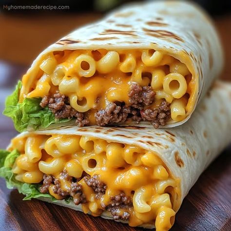 My Home Made Recipe - Flavors to Share, Recipes to Savor - My Home Made Recipe Burger Wrap, Bacon Cheeseburger Meatloaf, Mac And Cheese Burger, Cheesy Mac And Cheese, Bacon Mac And Cheese, Wrap Recipe, Cheese Burger, Big Mac, Mac N Cheese