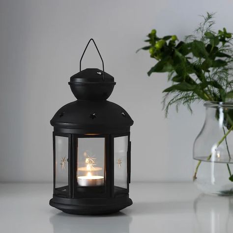 ROTERA Lantern for tealight, black indoor/outdoor black - IKEA Ikea Lanterns, Ikea Candles, Youtuber Dr, Ikea Products, Block Candles, Ikea Website, Recycling Facility, Ideal Wedding, White Candles