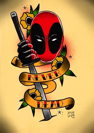 Deadpool Tattoo Design, Deadpool Tattoo Ideas, Marvel Tattoo Ideas, Deadpool Tattoo, Dead Tattoo, Raccoon Tattoo, Hero Tattoo, Traditional Tattoo Inspiration, Comic Tattoo