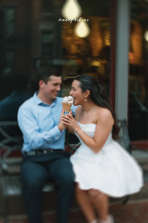 Ice Cream Engagement Photoshoot | Boston Engagement Photographer. Looking for unique engagement photo ideas? Save for later! I love working with couples that show up to their Boston engagement photoshoot ready to have fun! Want me to capture your spring engagement photos? Visit maddybethunephoto.com! Fun Engagement Shoot Ideas, Boston Engagement Photos, Engagement Shoots Poses, Engagement Picture Outfits, Cute Engagement Photos, Couple Engagement Pictures, Unique Engagement Photos, Spring Engagement Photos, City Engagement Photos