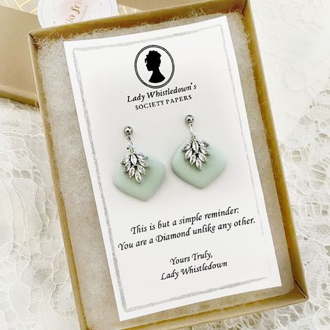 Bridgerton Inspired Gifts, Bridgerton Gift Ideas, Bridgerton Earrings, Bridgerton Gifts, Tea Party Bridal Shower Decorations, Edwina Sharma, Bridgerton Jewelry, Tea Party Menu, Girly Birthday