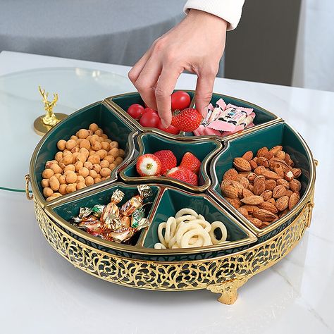 Snack Collection, Deer Ceramic, Dry Fruit Box, Dried Fruit Snacks, Gold Deer, Snack Plates, Fruit Snack, Dry Fruit, Ceramics Ideas