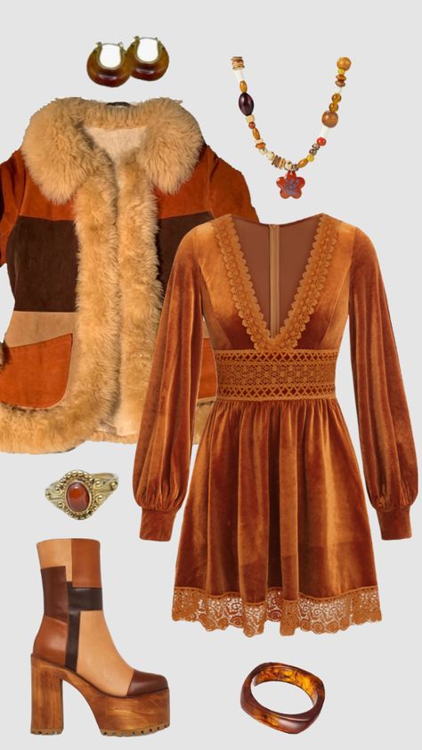 Hippie boho outfit #outfitinspo #vintage #hippie #boho Winter Hippie Outfits Boho, Boho Christmas Outfit, 1970 Clothing, Boho 2024, 1970 Outfits, Hippie Boho Outfits, Outfit Hippie, 70s Clothes, Dress Tips