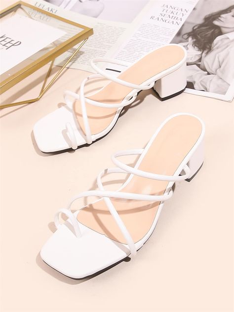 Comfy Wedding Shoes, White Strappy Heels, White Mules, Heeled Mule, Platform Heels Boots, Party Heels, Low Heel Sandals, Girly Shoes, Platform Heels Chunky