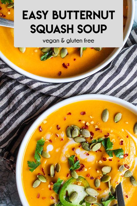 Soup Whole 30, Best Healthy Soup, Kabocha Squash Soup, Healthy Soup Recipe, Roasted Kabocha Squash, Vegan Butternut Squash Soup, Healthy Butternut Squash, Easy Butternut Squash, Salami Pizza